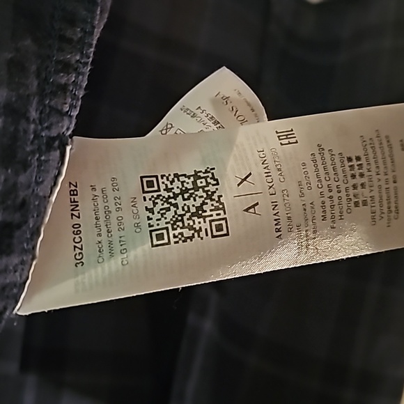 ARMANI EXCHANGE MEN'S SIZE M PLAID/PATCHWORK BUTTON UP - Picture 7 of 9